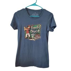 Dive Bar Freds Divot Bar Womens Short Sleeve Tee Size Medium Blue Gray